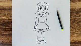 How to Draw Shizuka from Doraemon step by step easy  Drawing  Sketch  Request Drawing #10