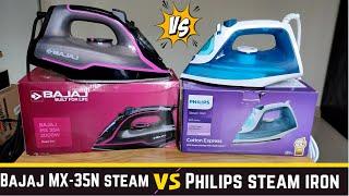 Bajaj MX-35N 2000W Steam Vs Philips Steam 1250W Steam Iron Detail Comparison -Test on Clothes