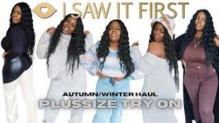 PLUS SIZE TRY ON  I SAW IT FIRST BLACK FRIDAY SALES  COSY KNITS FLUFFY HATS LEATHER  VEELONDON