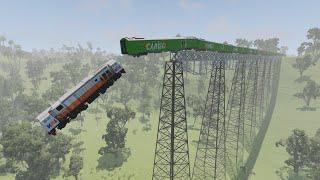 Kereta api vs Jembatan tinggi yang patah Beamng Drive