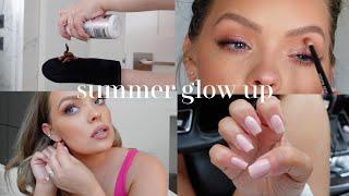 SUMMER GLOW UP TRANSFORMATION hair makeup nails outfit self tan & brow tint routine