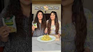 ₹70 vs. ₹700 Aglio-e-olio PASTA comparison Cheap vs. Expensive Pasta Challenge #foodchallenge