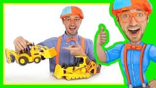 Backhoe Bulldozer for Kids - Construction Toys with Blippi  Learn Letters