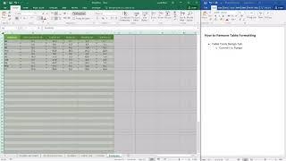 How to remove table formatting in Excel