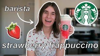 How To Make A Starbucks Strawberry Crème Frappuccino At Home  by a barista