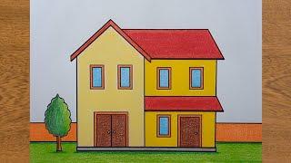 Cara menggambar rumah yang mudah selangkah demi selangkah Menggambar rumah untuk pemula