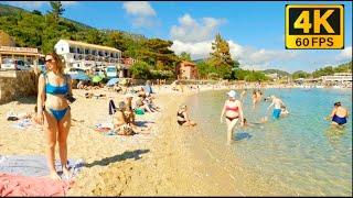 Paleokastritsa Beach Corfu Greece   4K 60fps Walking Tour