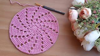 كروشيه  طريقة الدائرة لعمل مفرش كروشيه  كوستر دائري  #crochet_stitches