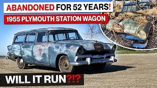 Abandoned for 50 YEARS 1955 Plymouth Plaza Air Force Military Station Wagon Will It Run??
