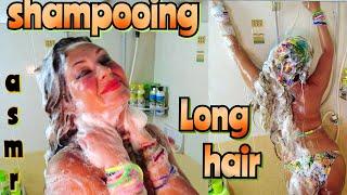 ASMR I wash my long hair with Lemon Grass shampoo and conditioner.