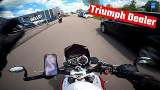 Triumph Street Triple R 675  POV visiting the Triump Dealer  Exhaust ASMR