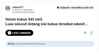 Volum kubus 343 cm3. Luas seluruh bidang sisi kubus tersebut adalah...