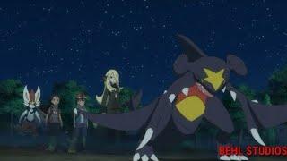 Cynthias Lady Garchomp Vs Unknowns Illusion Shadow Garchomp  Pokemon Journeys Episode 83.