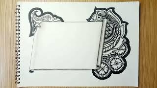 Menggambar VIGNETTE Mudah Easy Drawing  Batik  Zentangle Art