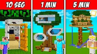 CASA ÁRBOL DE 10 SEGUNDOS VS 1 MINUTO VS 5 MINUTOS EN MINECRAFT TROLL ⏰