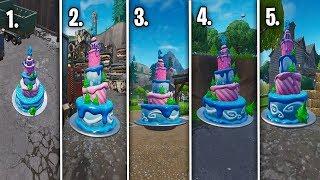 ALL Birthday Cakes Locations of Fortnite 2nd Birthday challenge..Fortnite Battle Royale