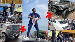 New force Boss Cheddar lines up his bulletproof beast cars as he storms Ashaiman for the first time
