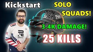 Kickstart - 25 KILLS 3.4K DAMAGE - SOLO SQUADS - PUBG