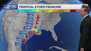 Tropical Storm Francine to become a hurricane in the Gulf today