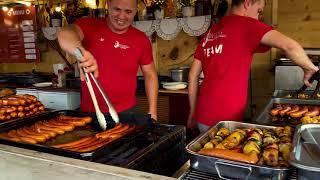 Delicious street food in Krakow. Best sausages in Krakow