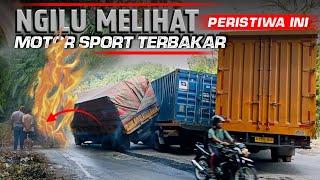 Motor Sport Terbakar Ditanjakan Sitinjau LauikRatusan Pengendara Panik & Rombongan Haji Terjebak