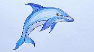 How to DRAW DOLPHIN EASY Step by Step  How To Draw A Dolphin Step By Step  Dolphin Drawing Easy