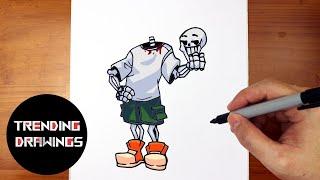 How To Draw FNF Distrust Papyrus