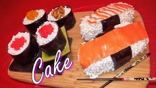 How to Make SUSHI CAKE Vanilla Sponge & Buttercream with Marshmallow and Candy Topping