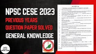 NPSC CESE 2023   Previous Year Question Paper Solved  General Knowledge Paper