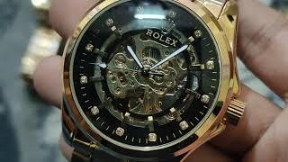 JAM TANGAN ROLEX OTOMATIS FAKE MURAH KEREN  JAM TANGAN MEKANIK  JAM SKELETON