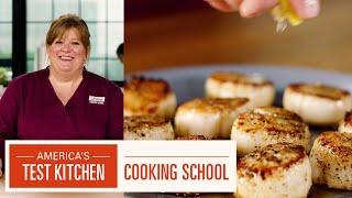 How to Pan Sear Scallops with Christie Morrison  ATK Cooking School