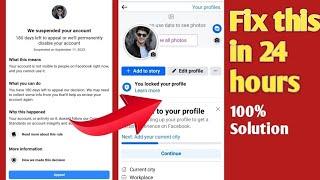 We Suspended Your Facebook Account 180 Days left to Appeal Disable your account Disagree Solve