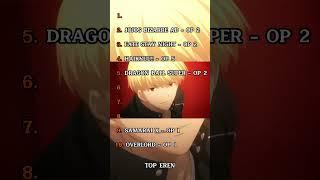 TOP 10 MEJORES OPENINGS DEL ANIME  PARTE 5 #shrots #openinganime #anime #otaku