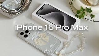 iPhone 15 pro max aesthetic  white unboxing + accessories + camera test