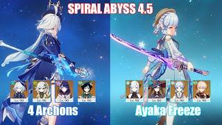 4 Archons & C0 Ayaka Freeze  Spiral Abyss 4.5  Genshin Impact