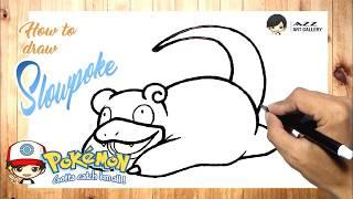 How to draw Slowpoke for kids │Pokemon