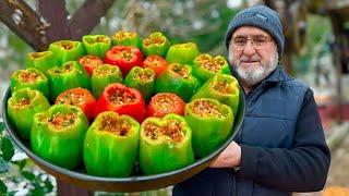 DOLMA How to make an easy stuffed pepper recipe? popular Turkish food ASMR