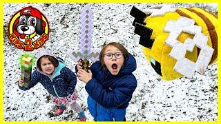 MINECRAFT IN REAL LIFE - KIDS SURVIVE A BEE ATTACK & RESCUE BABY ENDER DRAGON