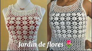 BLUSA CON PUNTADA DE FLORES A CROCHET