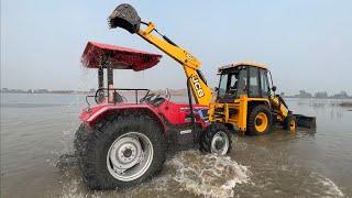 JCB 3dx Xpert 4x4 Mahindra Arjun NOVO 4wd Swaraj 963 FE JCB 3dx Eco washing in Lake