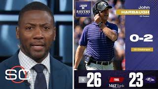 FIRE John Harbaugh - ESPN reacts to Ravens being down 0-2 after 26-23 loss to Raiders