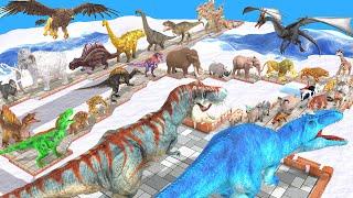 EPIC GIGA T-REX DEATHRUN The Toughest of All Animals Dinosaurs Fight All ARK Creatures Animal Revolt