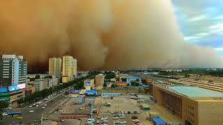 In Hami Xinjiang China a sandstorm is coming
