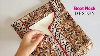 🪡सीधी पट्टी को गोलाई वाले Neck design पर कैसे लगाए Boat neck designEasy sewing idea