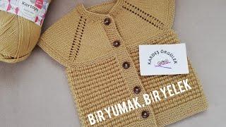 1 YUMAK 1 YELEK \YENİDOĞAN BEBEK YELEĞİ Crochet knitting