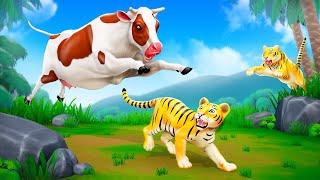 Tiger Cub vs Wolf - Farm Animals Unite to Save Tiger Cub  Daddy Tigers Heroic Act  ARBS Cartoons