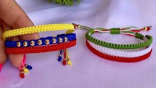 PULSERA TRICOLOR FACIL  COMO HACERLA PASO A PASO