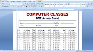 OMR Answer Sheet Design  MS Word me OMR Sheet kaise banaye  OMR Sheet  MS Word Tutorial