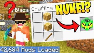 *TROLLING* BLAZA on Largest Minecraft Modpack but EVERY crafting recipe is RANDOM