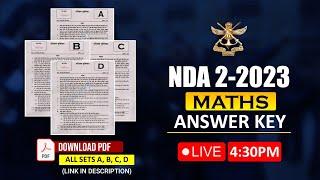 NDA 2 2023 Maths Answer Key  Live NDA 2 2023 Answer Key Solution NDA 2 2023 Answer Key Set ABCD
